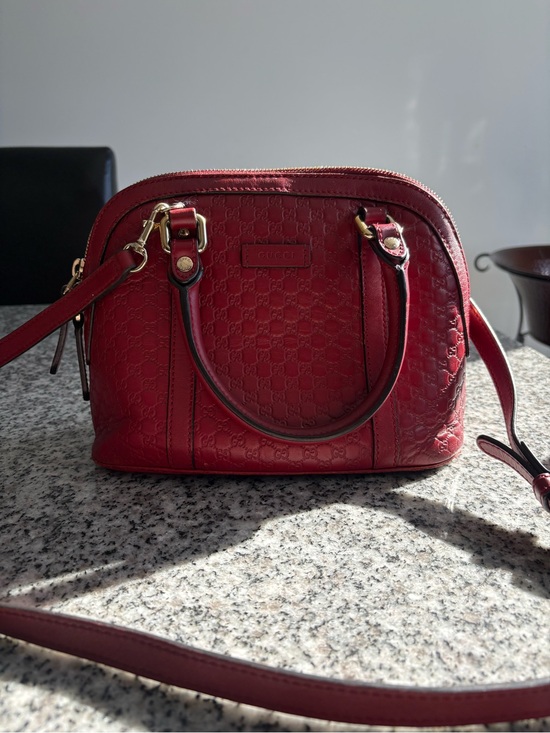 Gucci Handbags - Gucci Red Embossed Crossbody Dome Bag
